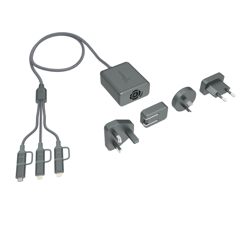 Multifunctional plug GaN charger, type-c/micro-usb/lightn...